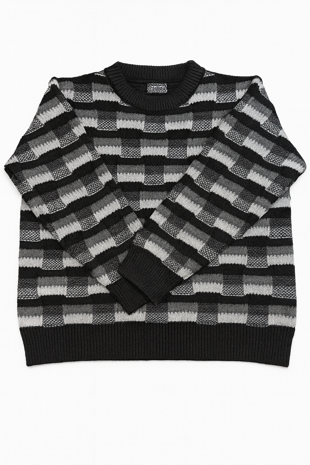 Shadow Grid Luxe Knit Sweater – Bold Texture. Timeless Cool