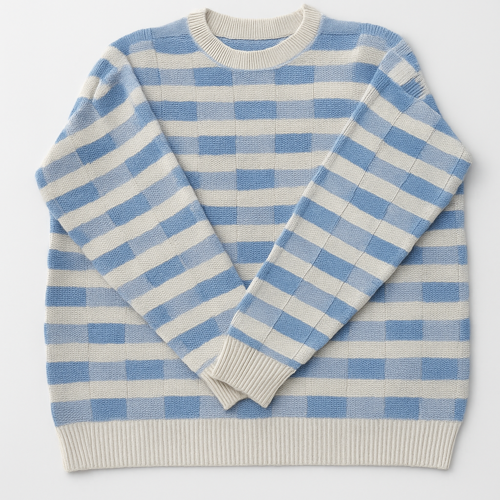 Men’s Checkered Knit Crewneck Sweater
