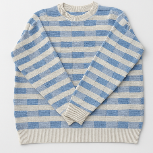 Men’s Checkered Knit Crewneck Sweater