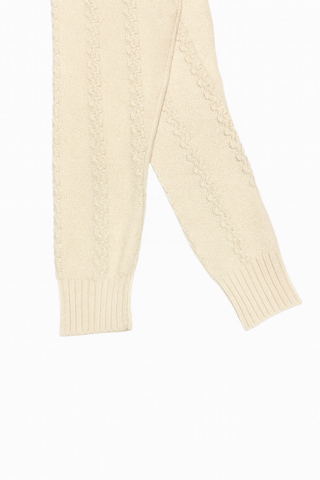 Cream Cable-Knit Crewneck Sweater – Classic Textured Pullover