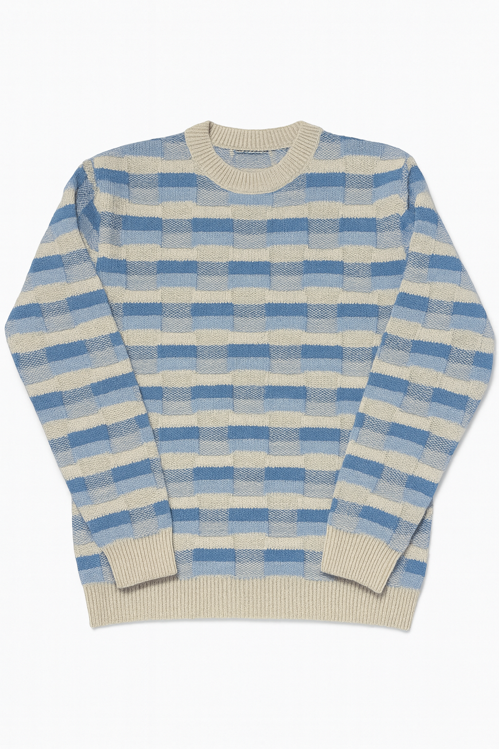 Men’s Checkered Knit Crewneck Sweater